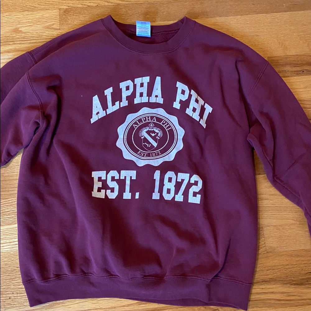 Maroon Alpha Phi Crewneck Sweatshirt- size L